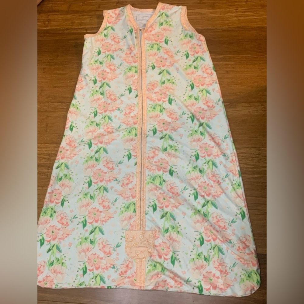 Sweet Honey Floral Peach and Green Zip-Front Sleep Sack